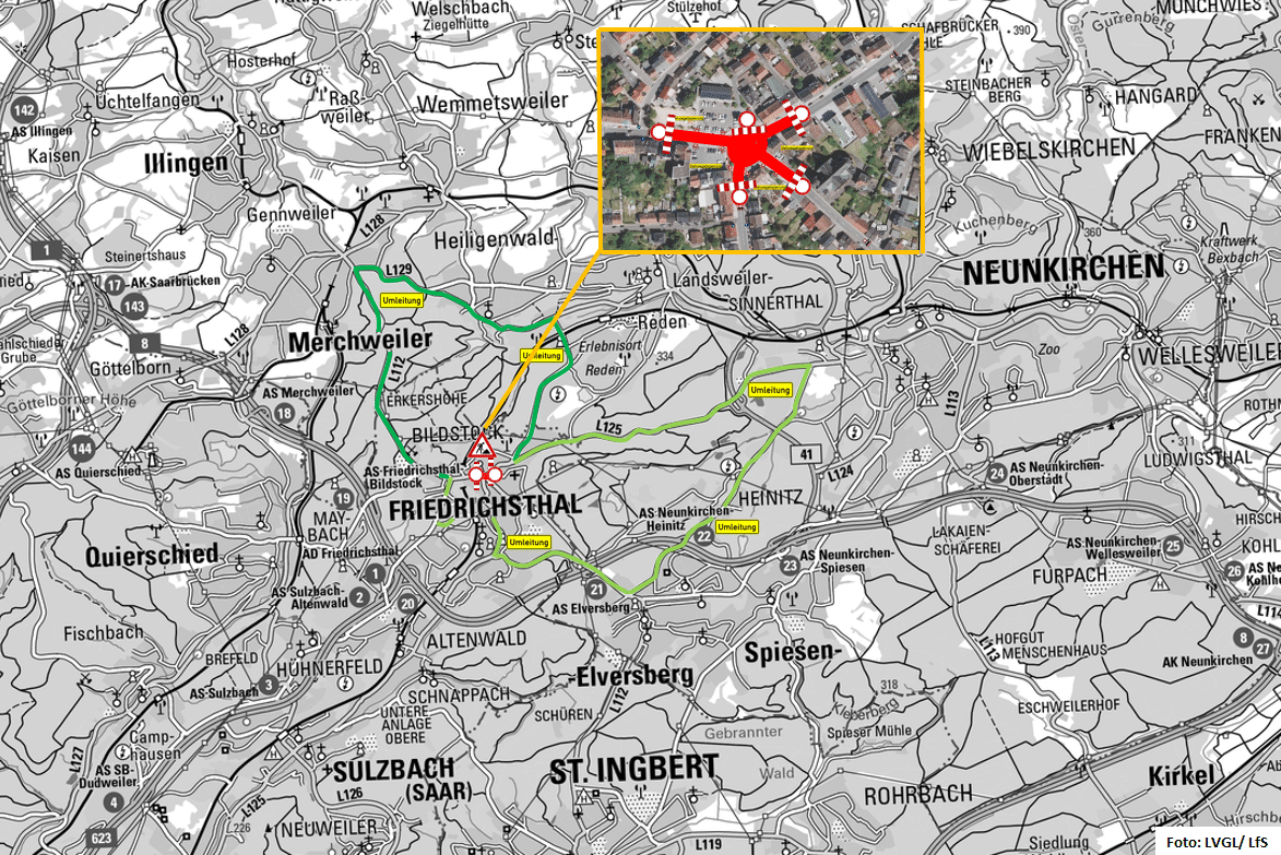 Übersicht über die geplante Baustelle in Bildstock | Bild: LFS